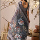 Rajwada Grey Linen Cotton Printed Saree For Women