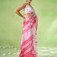 Rajwada White Cotton Linen Solid Printed Saree For Women