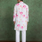 Rajwada White Rayon Printed and Embroidered Stitched Kurta For Men