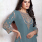 Rajwada Sky Blue Georgette Embroidered & Cutwork Semi-Sitched Kurta Set For Women