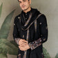Rajwada Black Viscose Silk Embroidered Stitched Kurta For Men