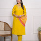 Rajwada Yellow Silk Blend Embroidered Stitched Kurta Set For Women