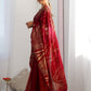 Rajwada Maroon Georgette Embellished Solid Saree For Women