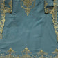 Rajwada Sky Blue Georgette Embroidered & Cutwork Semi-Sitched Kurta Set For Women