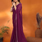 Rajwada Wine Georgette Plain Saree With Unstitched Blouse For Women