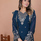Rajwada Teal Blue Georgette Embroidered Stitched Kurta Set For Women