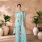 Rajwada Sky Blue Organza Embellished Stitched Co-Ord Set For Women