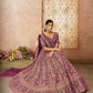 Rajwada Dark Purple Soft Net Embroidered Semi-Stitched Lehenga For Women
