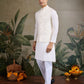 Rajwada Off White Viscose Silk  Woven Stitched Kurta For Men