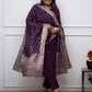 Rajwada Purple Silk Blend Embriodered Stitched Kurta Set For Women
