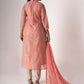 Rajwada Peach Art Silk Designer Embroidered Semi-Stitched Kurta Set For Women