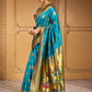 Rajwada Sky Blue Silk Blend Woven Pithani Saree For Women