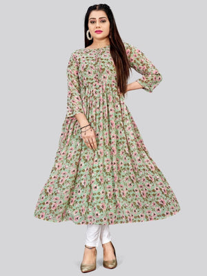 Rajwada Light Green Georgette Printed Kurti For Women