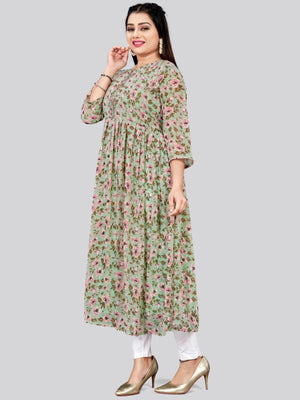 Rajwada Light Green Georgette Printed Kurti For Women