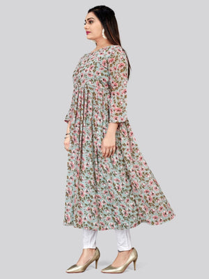 Rajwada Grey Georgette Printed Kurti For Women