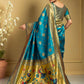 Rajwada Sky Blue Silk Blend Woven Pithani Saree For Women