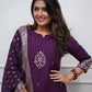 Rajwada Purple Silk Blend Embriodered Stitched Kurta Set For Women