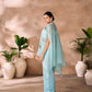Rajwada Sky Blue Organza Embellished Stitched Co-Ord Set For Women