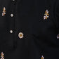 Rajwada Black Viscose Silk Embroidered Stitched Kurta For Men