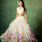 Rajwada White Silk Blend Floral Print Semi Stitched Lehenga For Women