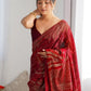 Rajwada Maroon Georgette Embellished Solid Saree For Women