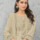 Rajwada Light Beige Cotton Blend Embroidered Semi Stitched Kurta Set For Women