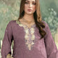 Rajwada Purple Silk Blend Embellished Semi Stitched Kurta Set For Women