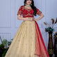 Rajwada Cream Organza Embroidered Semi-Stitched lehenga For Women