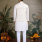Rajwada Off White Viscose Silk  Woven Stitched Kurta For Men