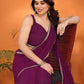 Rajwada Wine Georgette Plain Saree With Unstitched Blouse For Women