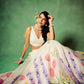 Rajwada White Silk Blend Floral Print Semi Stitched Lehenga For Women