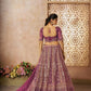 Rajwada Dark Purple Soft Net Embroidered Semi-Stitched Lehenga For Women