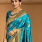 Rajwada Sky Blue Silk Blend Woven Pithani Saree For Women