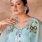 Rajwada Sky Blue Organza Embellished Stitched Co-Ord Set For Women
