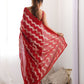 Rajwada Red Georgette Sequins Saree With Unstitched Blouse For Women