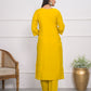 Rajwada Yellow Silk Blend Embroidered Stitched Kurta Set For Women