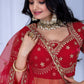 Rajwada Cream Organza Embroidered Semi-Stitched lehenga For Women