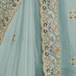 Rajwada Sea Green Georgette Embellished Elegant Saree For Women