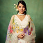 Rajwada White Silk Blend Floral Print Semi Stitched Lehenga For Women