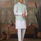Rajwada White Silk Blend Plain Stitched Kurta Set For Men