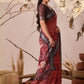 Rajwada Black And Red Linen Cotton Printed Saree For Women