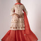 Rajwada Off White Art Silk Printed And Embroidered Sharara Style Semi-Stitched Kurta Set For Women