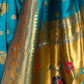 Rajwada Sky Blue Silk Blend Woven Pithani Saree For Women