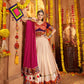 Rajwada Cream Viscose Rayon Embroidered Semi-Stitched lehenga With Stunning Tassels For Women