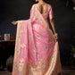 Rajwada Light Pink Silk Blend Solid Saree For Women