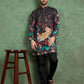 Rajwada Black Rayon Printed and Embroidered Stitched Kurta For Men
