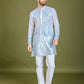 Rajwada Blue Georgette Embellished Stitched Kurta For Men