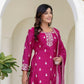 Rajwada Pink Chiffon Embroidered Stitched Kurta Set For Women