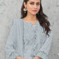 Rajwada Sky Blue Cotton Blend Embroidered Semi Stitched Kurta Set For Women