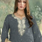 Rajwada Grey Silk Blend Embellished Semi Stitched Kurta Set For Women